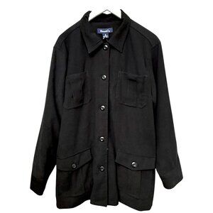 Denim & Co Black Shirt Jacket Plus Size 1X Safari Style Button Front Utility
